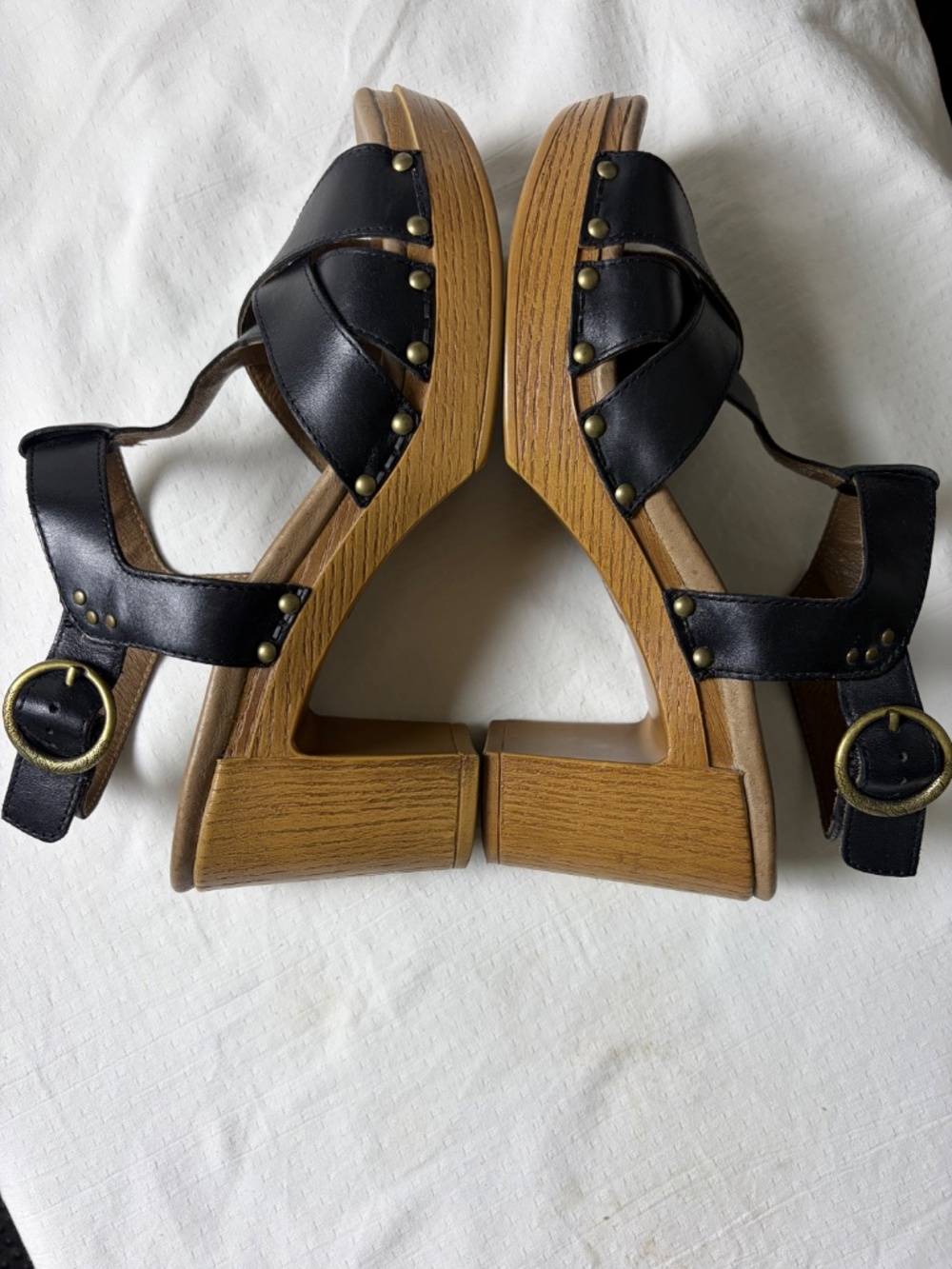 Dansko Daniela Black Leather Wedge Sandals Size 39 - Picture 5 of 10